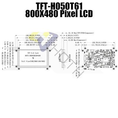 Module industriel d'affichage à cristaux liquides de VGA HDMI, 600cd/M2 écran HDMI TFT-050T61SVHDVNSDC d'affichage à cristaux liquides de 5 pouces